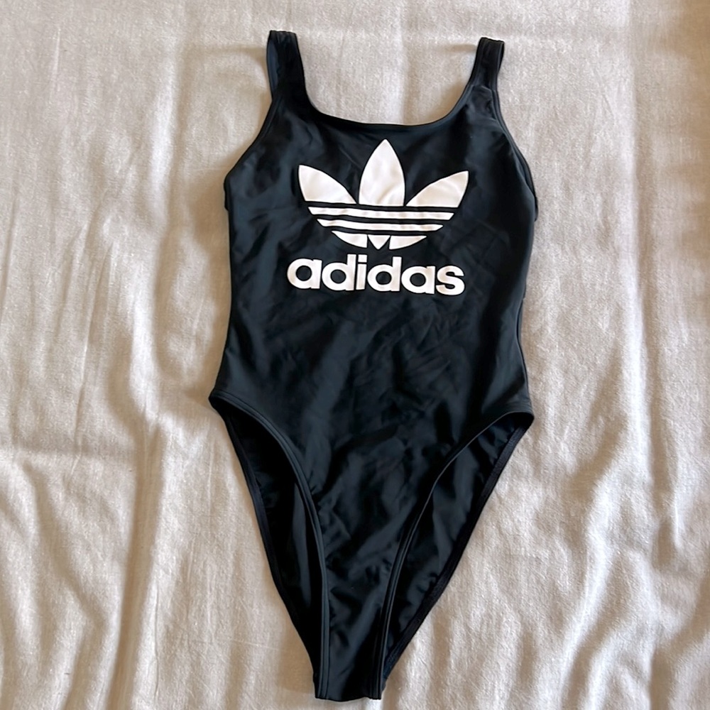 Adidas Black High Cut One Piece Swimsuit